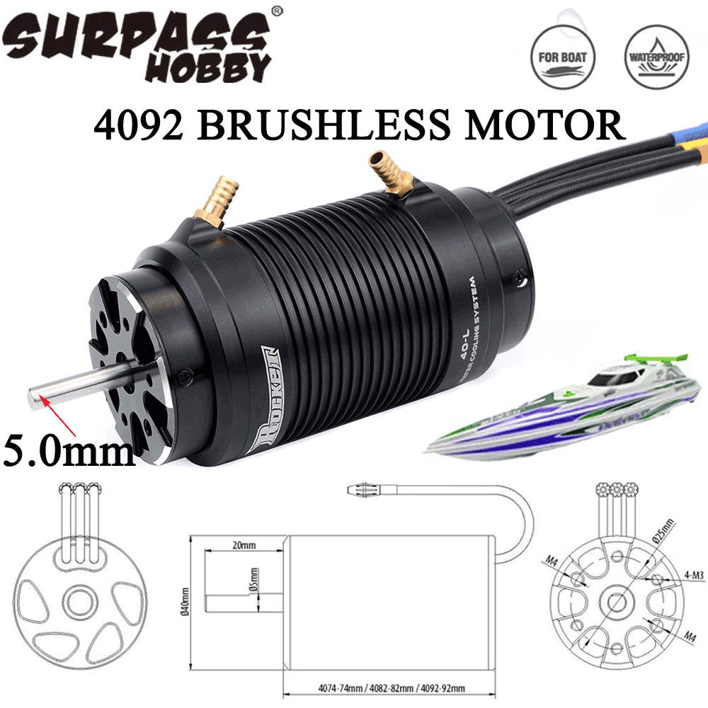 Rc Boat Water Cooling Jacket Motor - SURPASS HOBBY Rocket-RC 4092 1520KV 1250KV