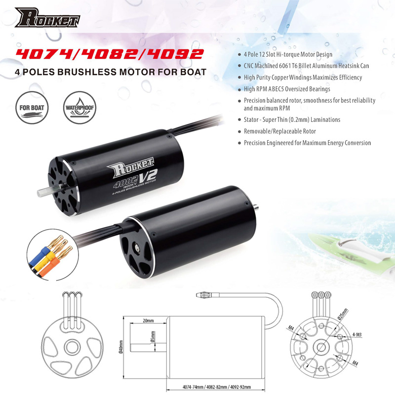 Rocket 4074 1700KV 2000KV 2250 – Rc Boat Water Cooling Jacket Motor Bewertung und Preis