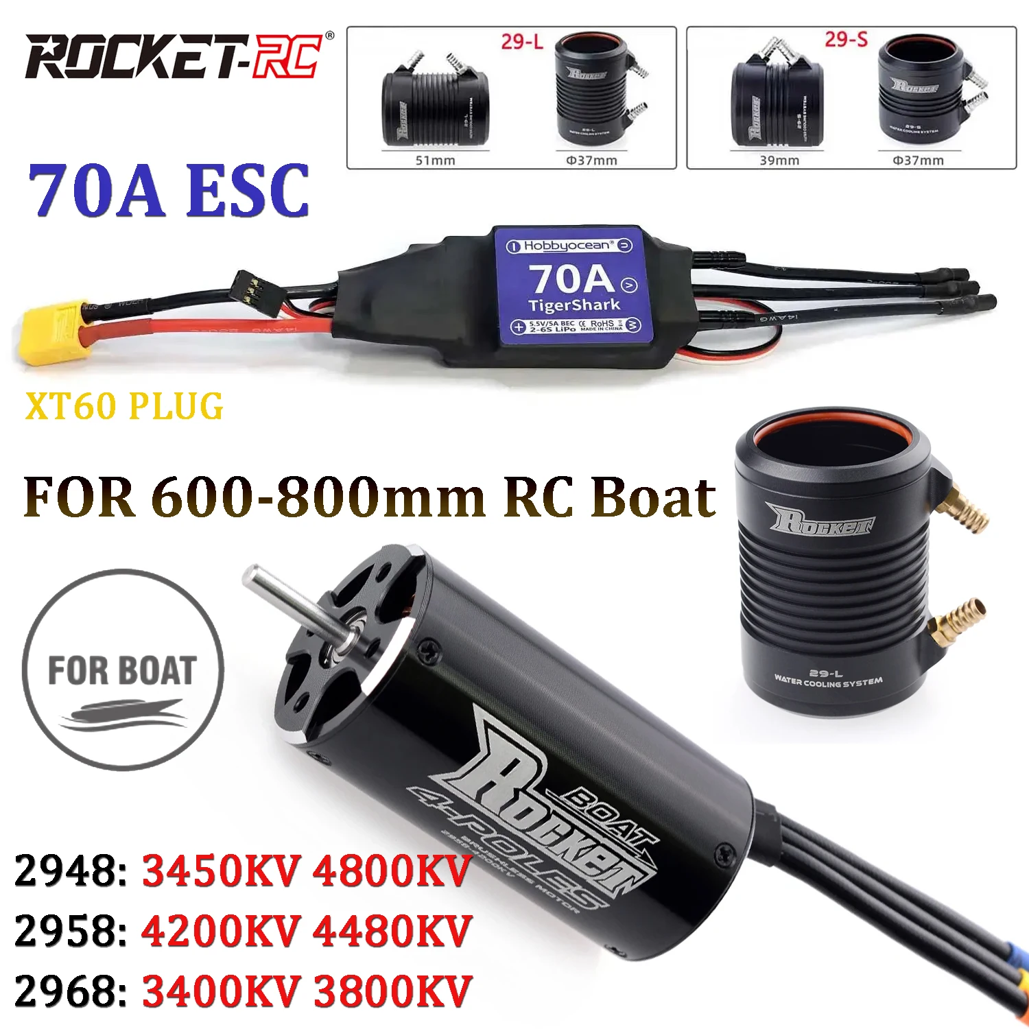 RoRuSRocket-RC 2948/2958/2968  – Rc Boat Water Cooling Jacket Motor Bewertung und Preis
